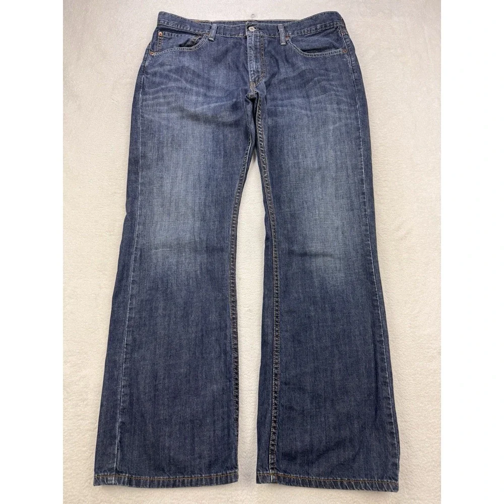 Levis 527 Jeans Men 36x30 Blue Slim Boot Distressed Whisker Denim Cowboy Western